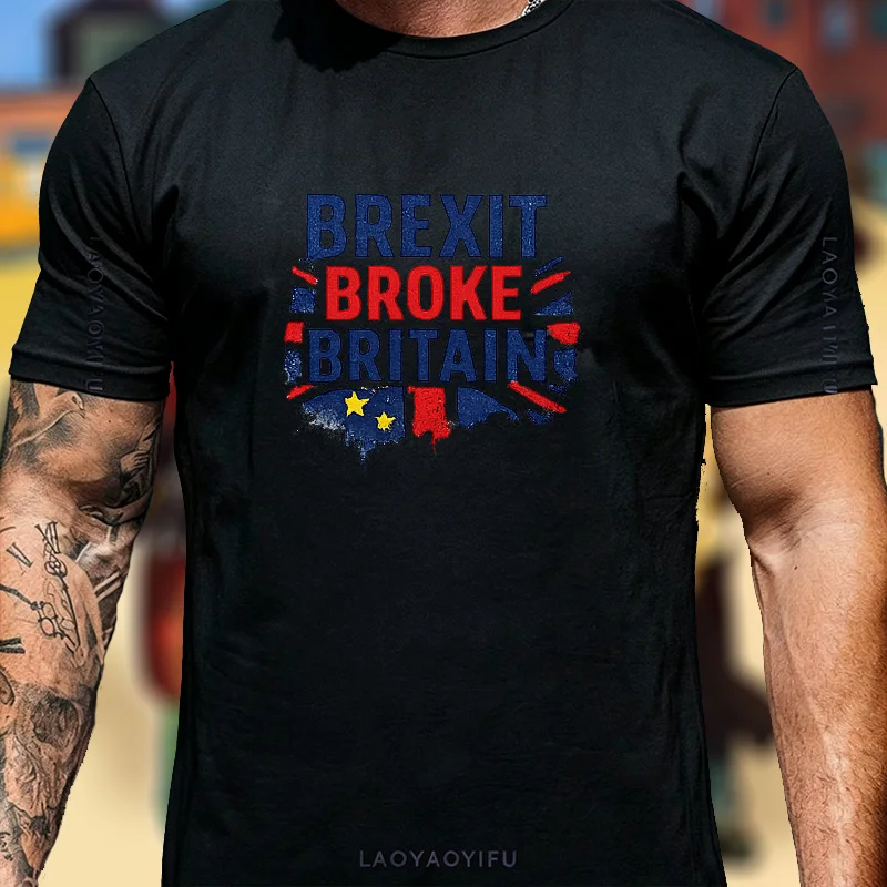 Network Hot Spot Brexit Broke Britain Unisex Men Women Vintage UK EU Distressed Flag British Culture Cotton Graphic T Shirt