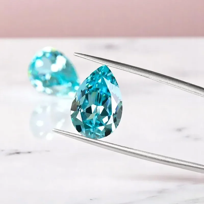 

A Lab Grown Paraiba/Sapphire/Ruby/Cobalt Spinel/Padparadscha Pear Cut Charms Jewelry Main Materials Selectable AGL Certificate
