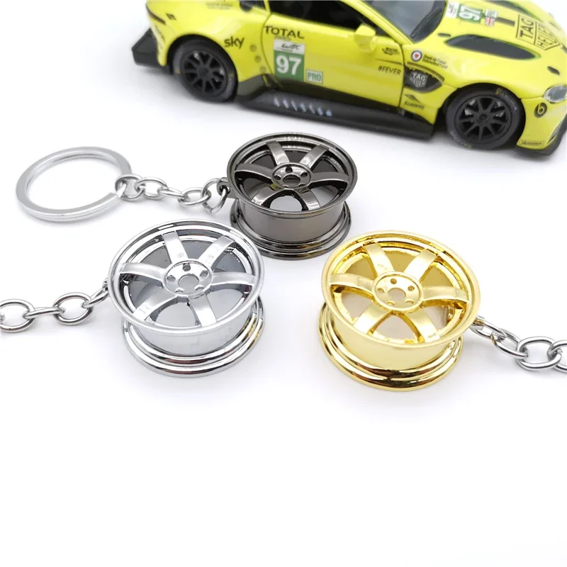 

Car Wheel Rim Keychain TE37 Design Wheel Turbo Keychain Metal Keyring Creative Gifts Car Key Holder Accessories