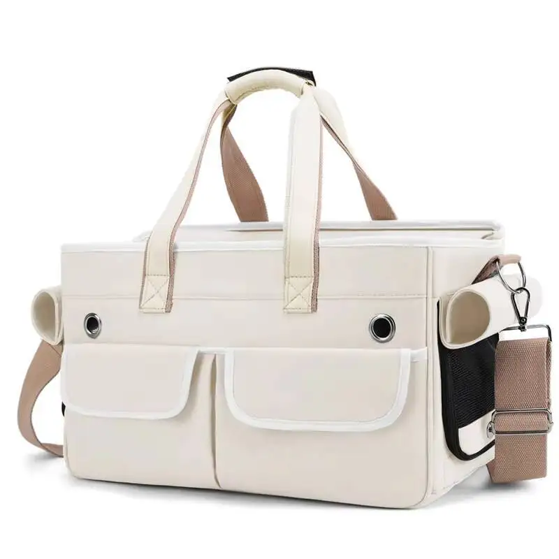 Portable Cat Backpack Cat Outing Handbag Crossbody Portable Cat Bag Travel Canvas Large Capacity Breathable Satchel Pet Portable