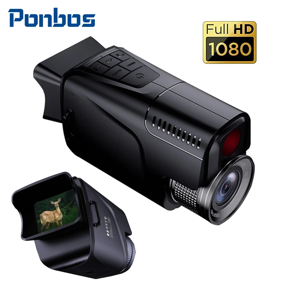 Ponbos Portable MIni Monocular Telescope Camera Birdwatching Scope 1080P HD Ifrared Night Vision Monoculars for Hunting Camping