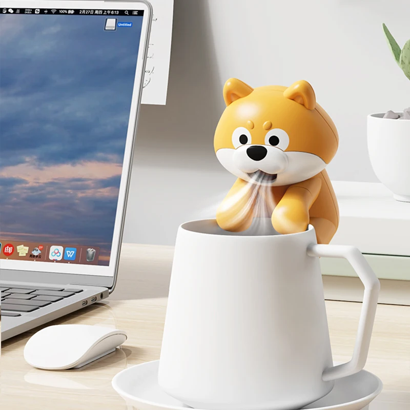 

Cartoon Puppy Electric Fan Hanging Cooling Tool Portable Handheld Fan Noodles Water Cooling artifact Fan Hanging on the Cup