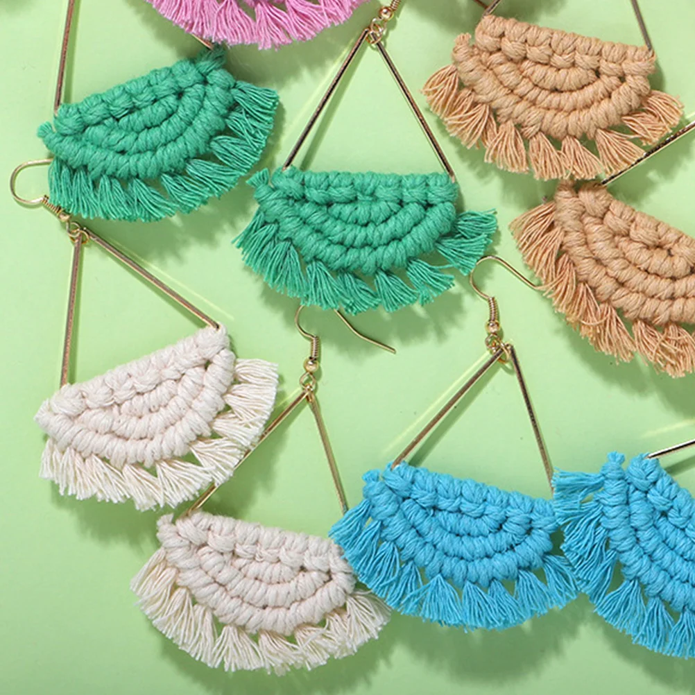 

Earrings for Women Dangling Scalloped Trendy Female Jewelries to Weave Fabric Fan Shaped Bride