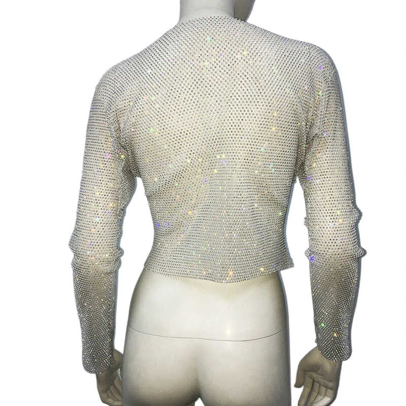 2025, Sommer-Damen-T-Shirt, Temperament, glänzende Strasssteine, 1906 Singapur, O-Ausschnitt, helles Sternenlicht-Bottom-Shirt für Damen – Detail 10