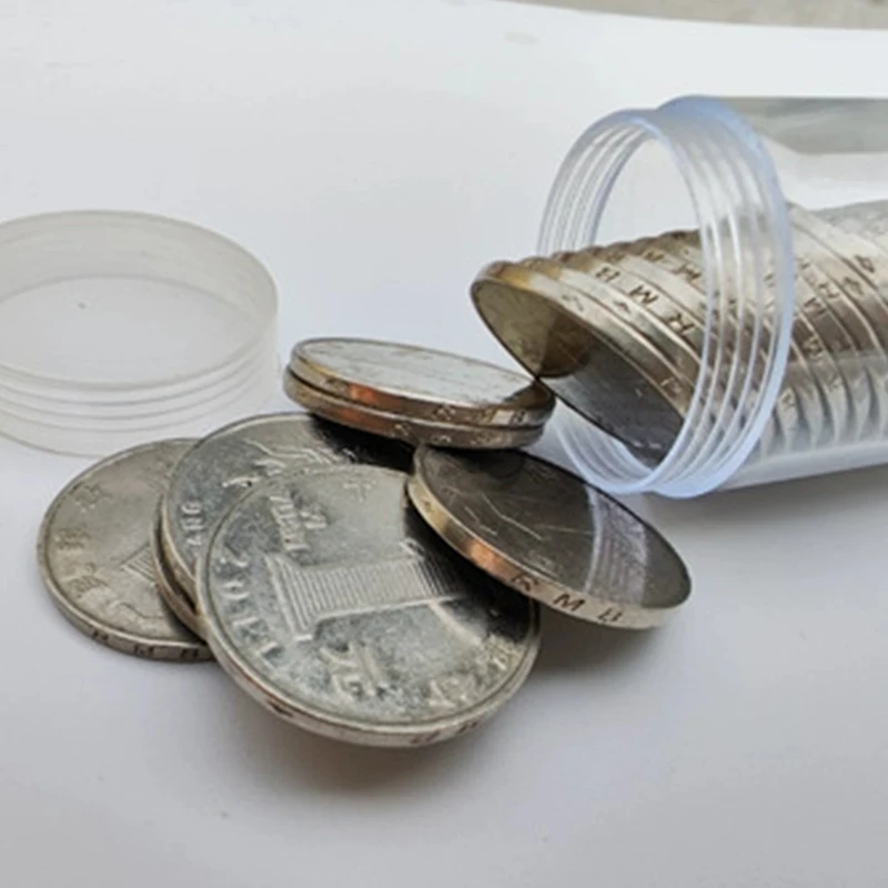 19-32mm Clear Plastic Roll Coins Storage Tube Protective Tube Holder Coins Collect Protect Small Empty Storage Box Tools