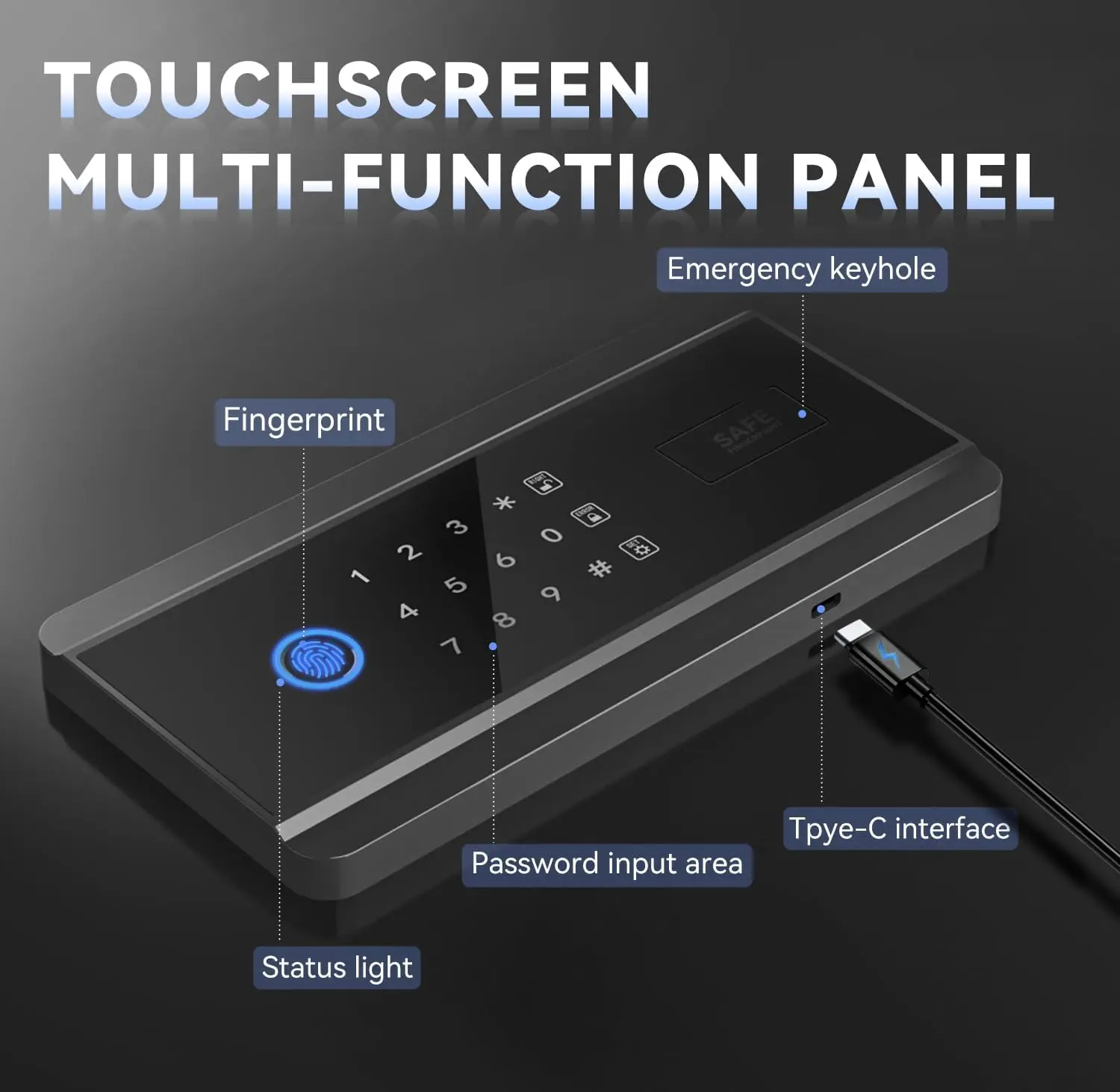 Kapuci Touchscreen Biometric Fingerprint Safe Box,Full Soft Package Interior Digital Heavy Personal Private Cabinet Home