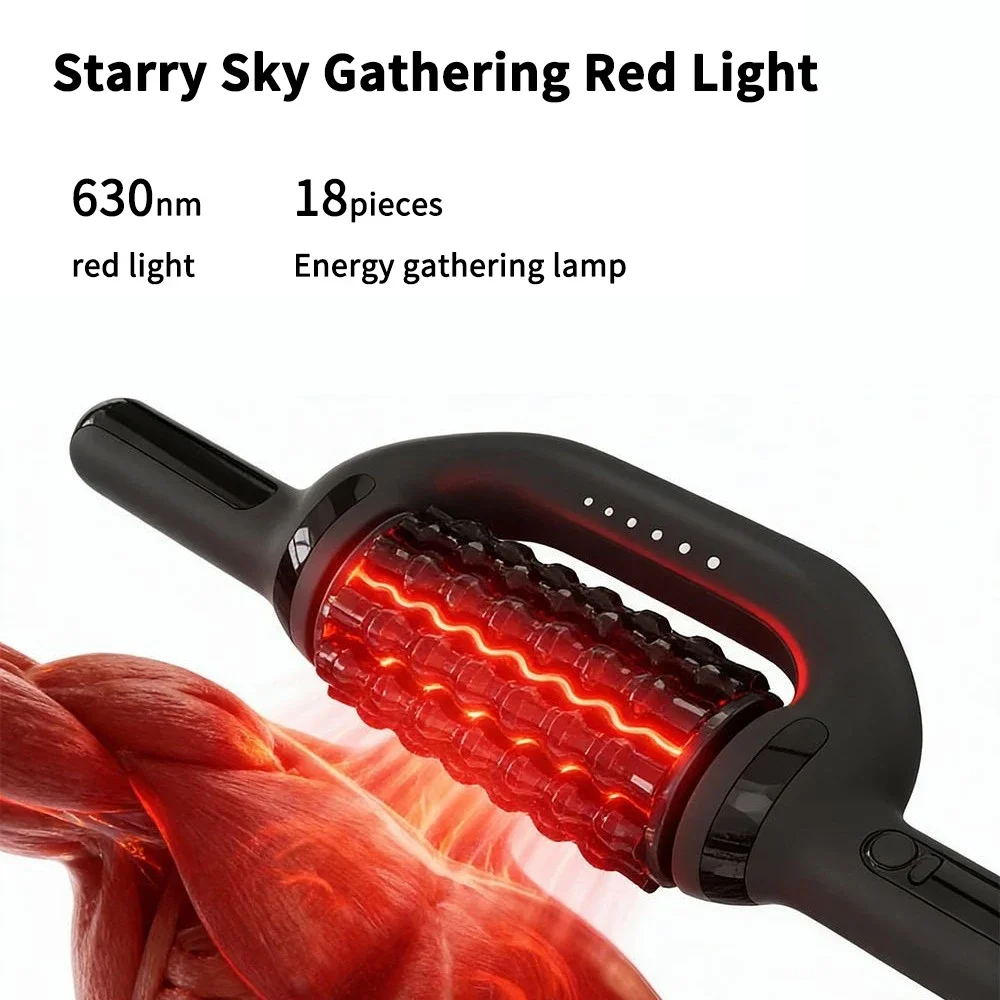 Rechargeable Electric Roller Massage Impactor Deep Muscle Relaxation with Red Light Function for General Fatigue Relief