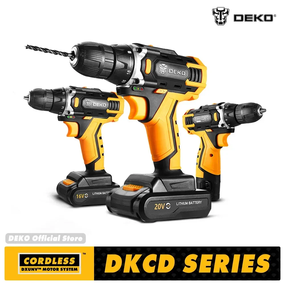 Cordless Drill Velocidade Chave de Fenda Elétrica Faça Você Mesmo Mini sem Fio Power Driver dc Lithium-ion Battery 12v 16v 20v Deko-set1