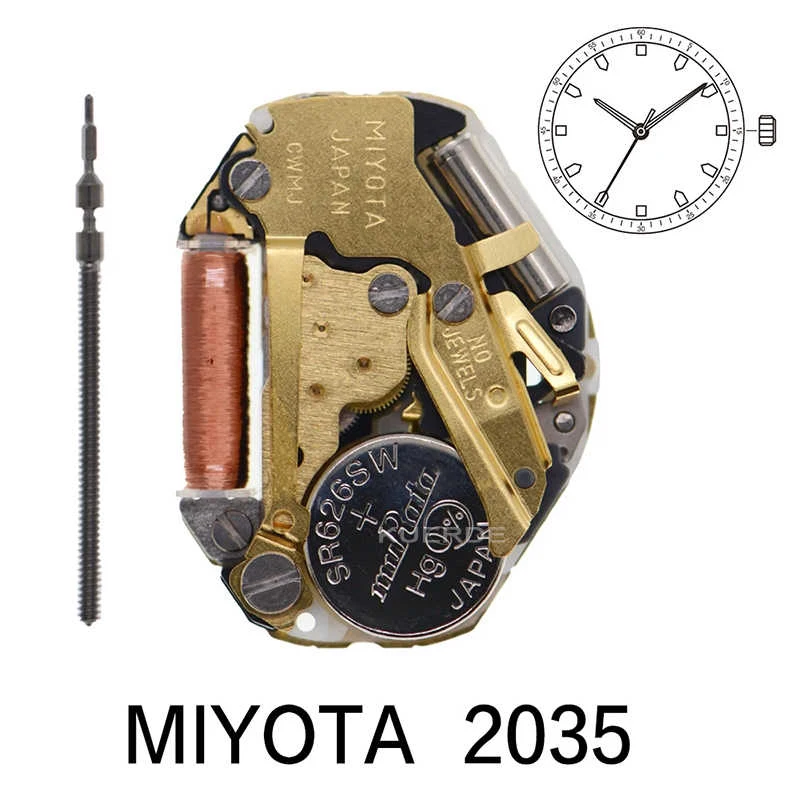 Excelente reloj de cuarzo dorado Miyota 2035: fabricado en Japón con engranajes metálicos Stalwart