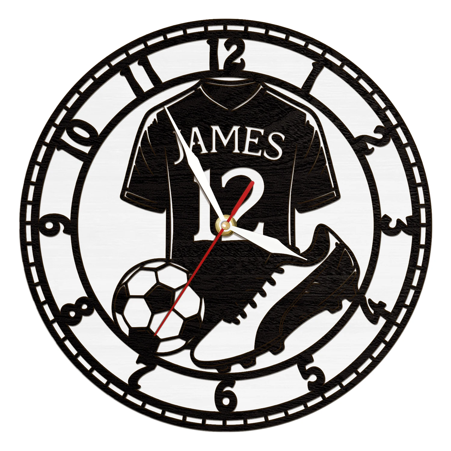 Personalized Name Number Football Jersey LED Night Light Wall Clock for Teen Boys Room Custom Wooden Wall Clock with Backlight