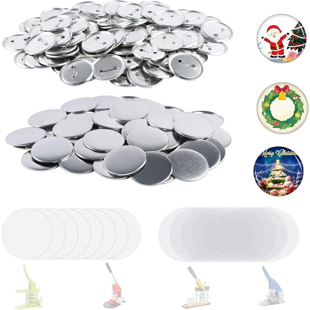 

200 Sets Metal Round Button Supplies Button Mg Parts, 58mm/2.25 inch Pin Maker Parts Badge Supplies or Button Maker, Including M