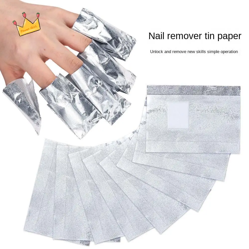 50/100pcs น้ําน้ํามันเล็บทําความสะอาดอลูมิเนียมเล็บ Remover ฟอยล์ Instant Removal อลูมิเนียม UV GEL Remover Pads
