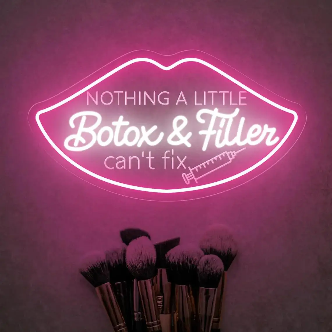 Nothing A Little Botox & Filler Lips LED Neon Sign USB Powered Neon Light For Beauty Salon Spa Studio Shop Decor Business Gift