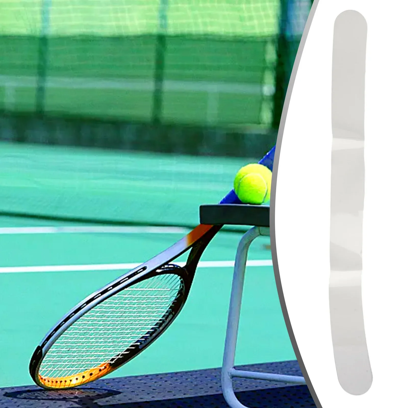 1pc Transparent Tennis Rackets Paddle Head Protection Tape Reduce Friction Sticker 37x3.5x0.66cm Reusable