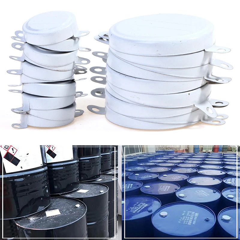 

50Pcs Oil Drum Seal Caps Iron Covers Waterproof Sealing White Lids (S/L)