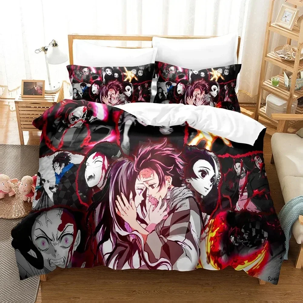 

Fashion 3D The Ghost Destroying Blade Bedding Sets Duvet Cover Set With Pillowcase Twin Full Queen King Bedclothes Home Textile