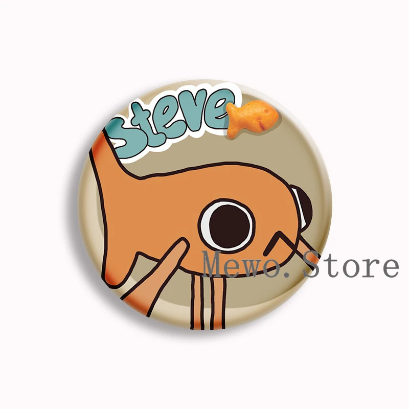 I Love Le Poisson Steve Viral Meme Soft Button Pin Cute Cartoon The French Fish Brooch Badge Bag Decor Jewelry Fans Gifts