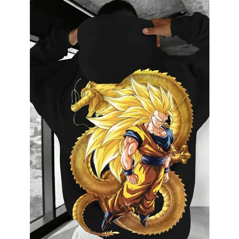 秋と冬の新原宿メンズパーカーアニメ「ドラゴンボール」孫悟空プリントスポーツウェアカジュアルファッションパーカー長袖