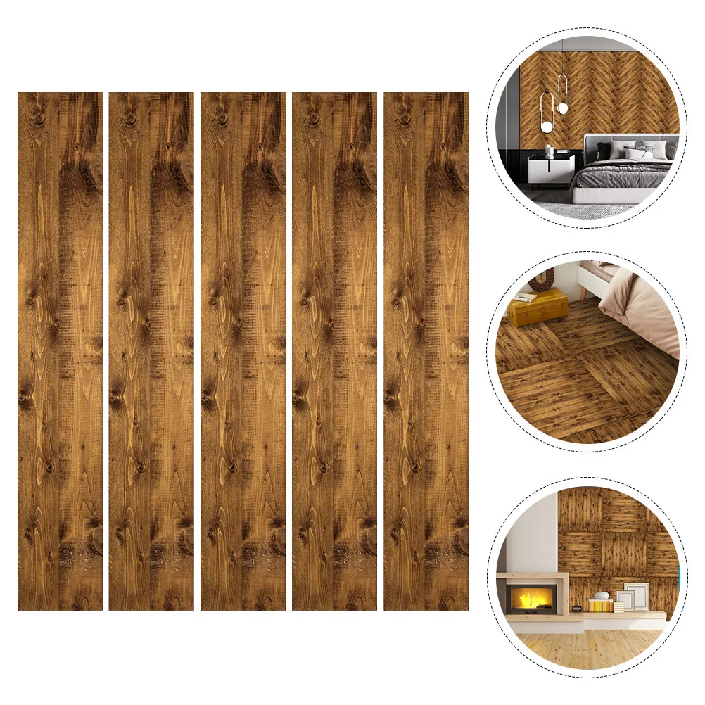 

5pcs Waterproof Peel Stick Stickers Self-Adhesive Wood Grain Pvc Floor Tiles For Bedroom Office Home Easy Install Removable