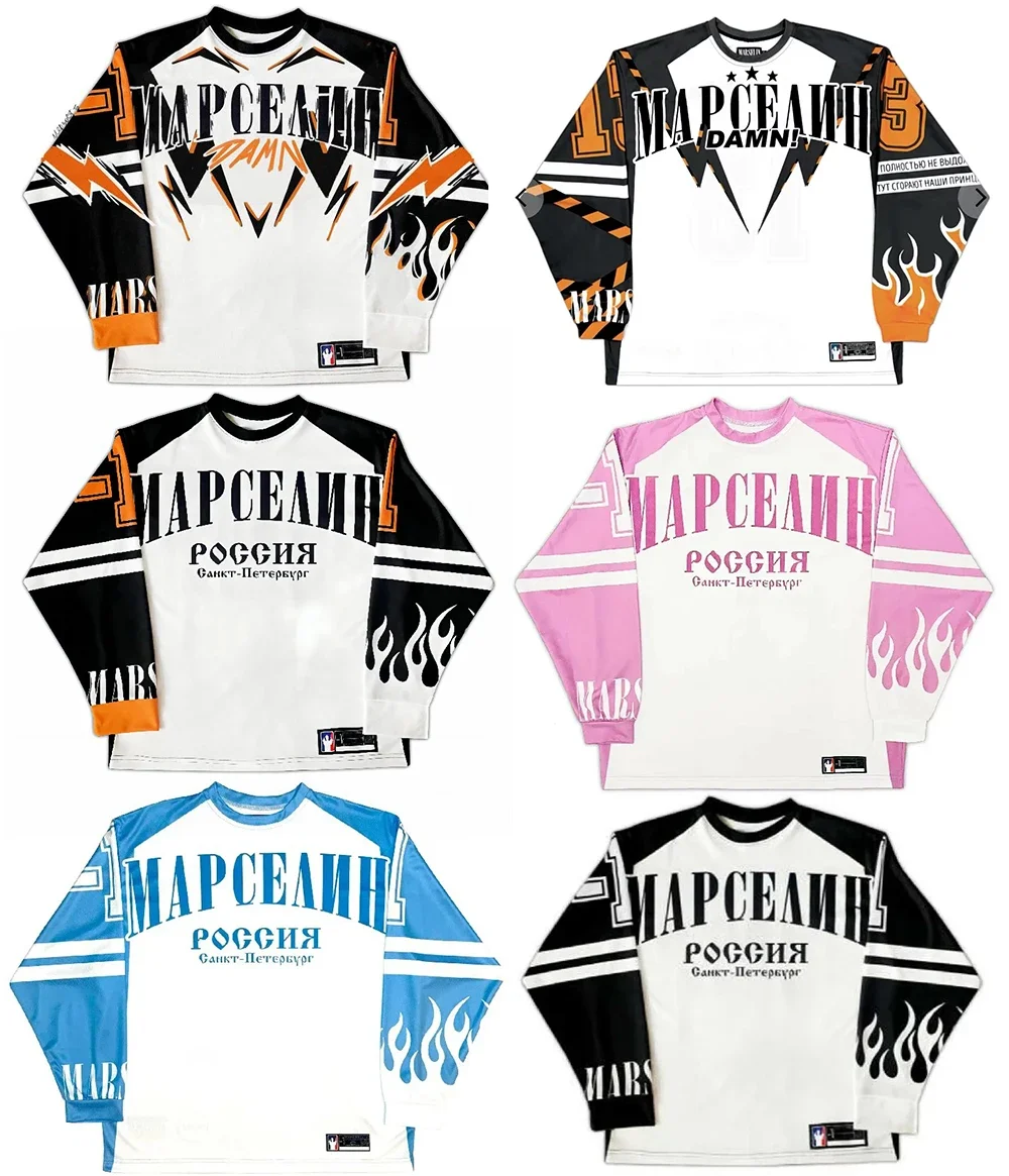 2024 Россия Jersey Y2K Sweatshirt Harajuku Hip Hop Letters Oversized Pullover Sweatshirt Men Women Breathable Long Sleeve Top