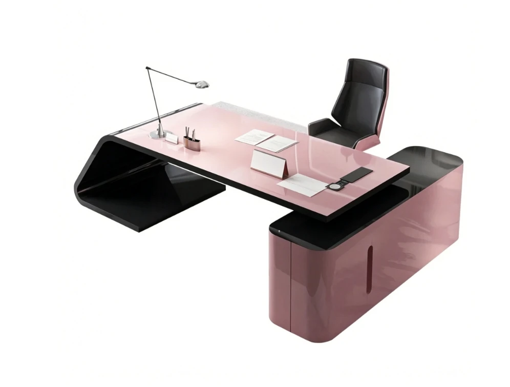 &*j Desk Stylish Simple Ladies Boss Table Pink Manager Table Creative Office Chair Combination