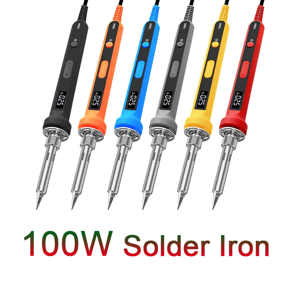 100W Soldering Iron Kit Matched 919 Tip Digital Solder Dual Calibration 180-520℃968℉ Adjustable LCD Electric Welding Repair Tool