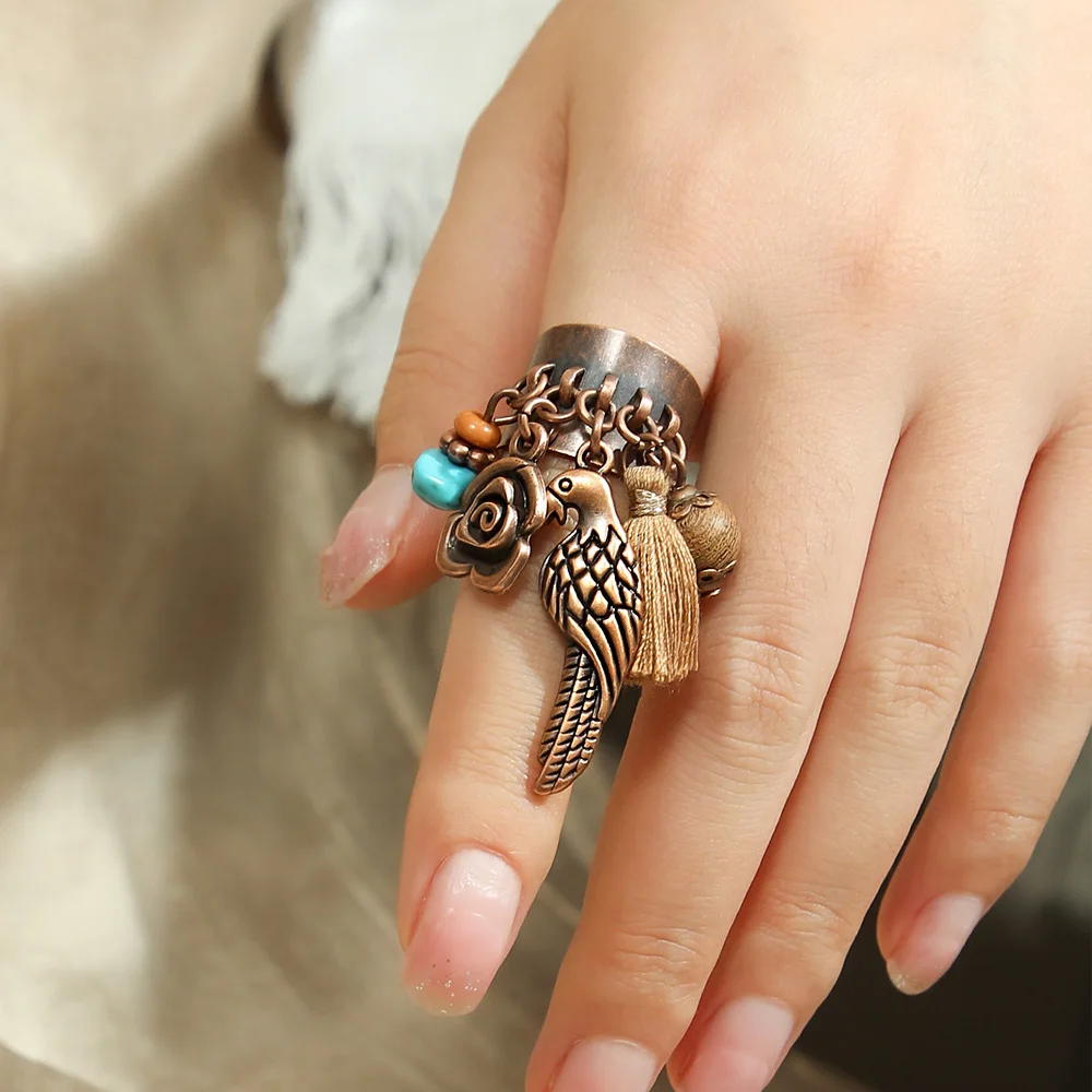 4pcs Boho Retro Jewelry Set Coffee Brown Alloy Dangle Earrings Wooden Bracelet Open Ring Adjustable Party Decors Daily Wear