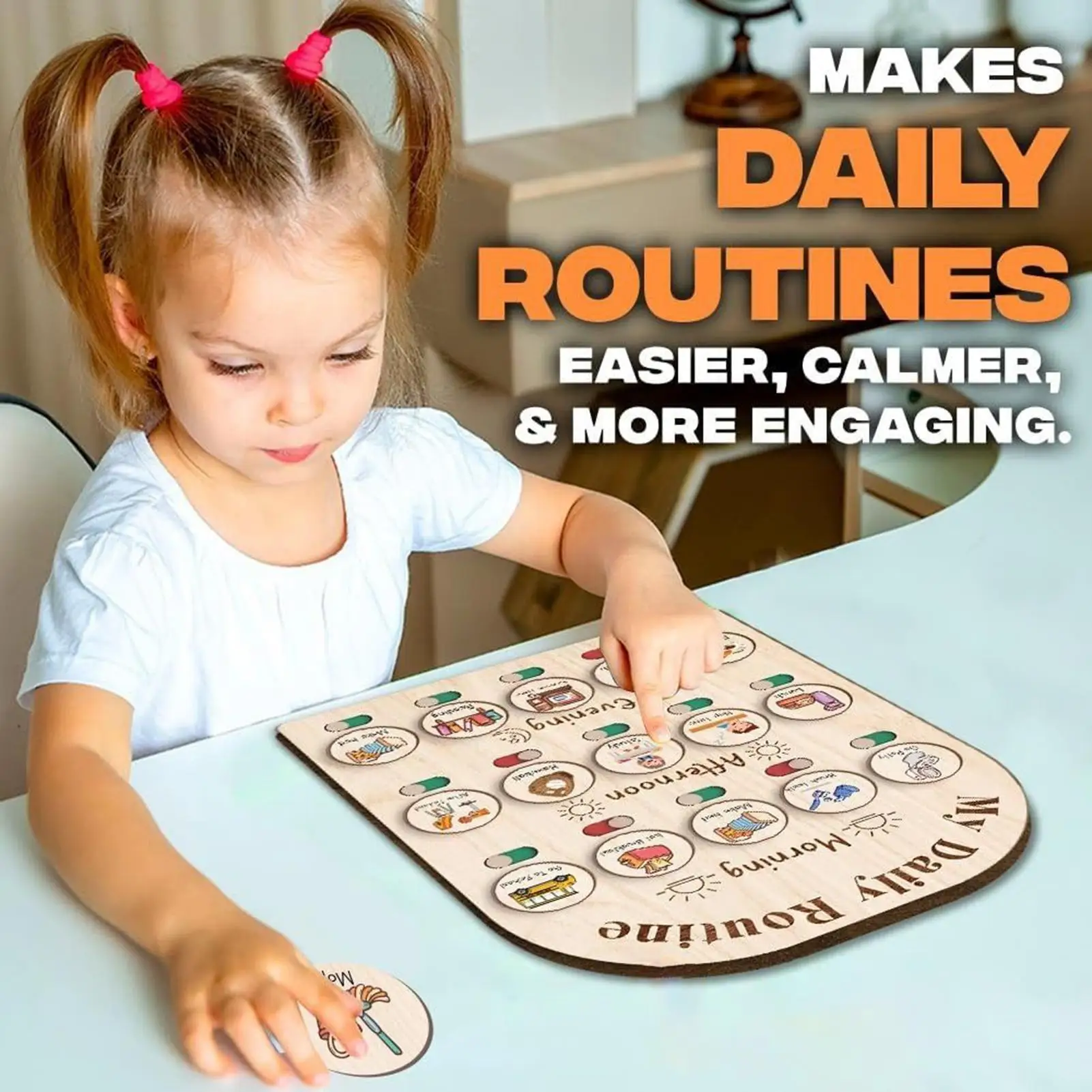 Kids Daily Routine Chart Wooden Daily Schedule Board For Kids Educational Toys Wood Planner Boards Morning School Supplies For