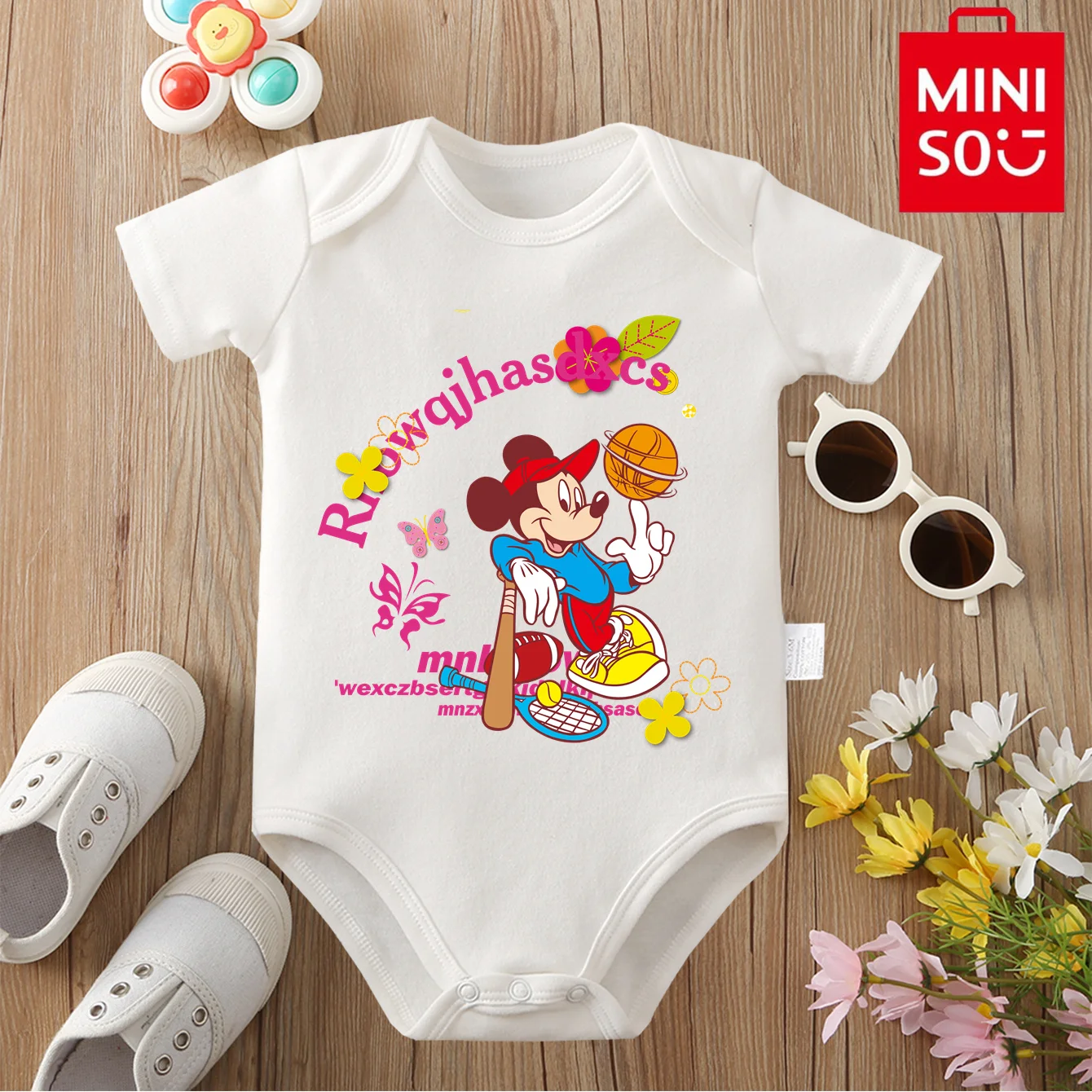 

Pure Cotton MINISO&Disney Jointly Signed Baby Clothe Onesie Bodysuit Mickey Mouse Cute Cartoon Print for 0 To 12 Months Newborn