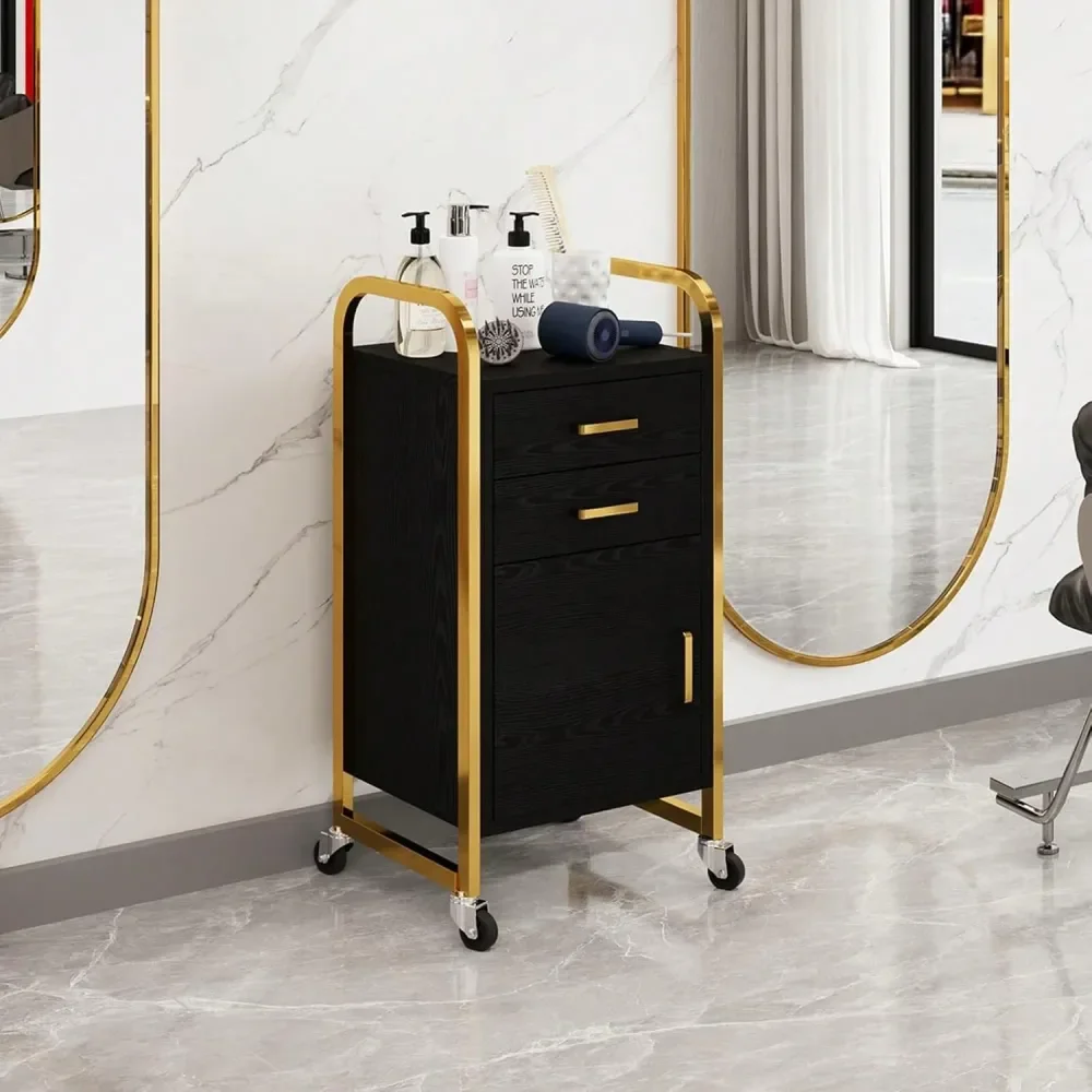 

Мобильная тележка для салона красоты на колесах с 2 ящиками, передвижная станция для парикмахера с отсеком для хранения, на колесиках