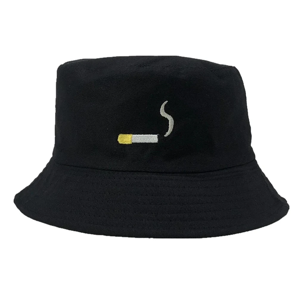 Reversible Summer Women Bucket Hats Cigarette Embroidery Fisherman Caps Gorras