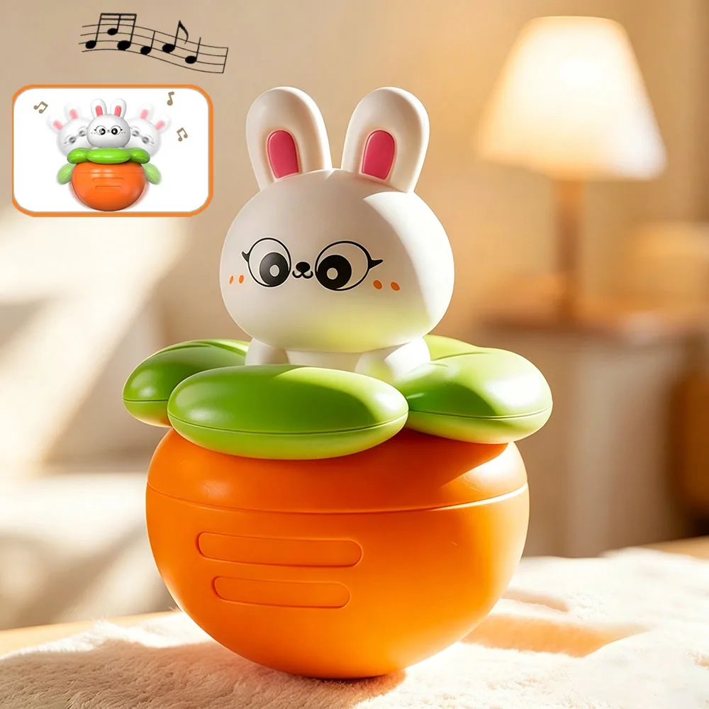 Tummy Time Crawling Toy Rabbit Carrot Baby Sensory Toys Tumbler Toy for Baby Rattle Infant Early Education Activity Toys