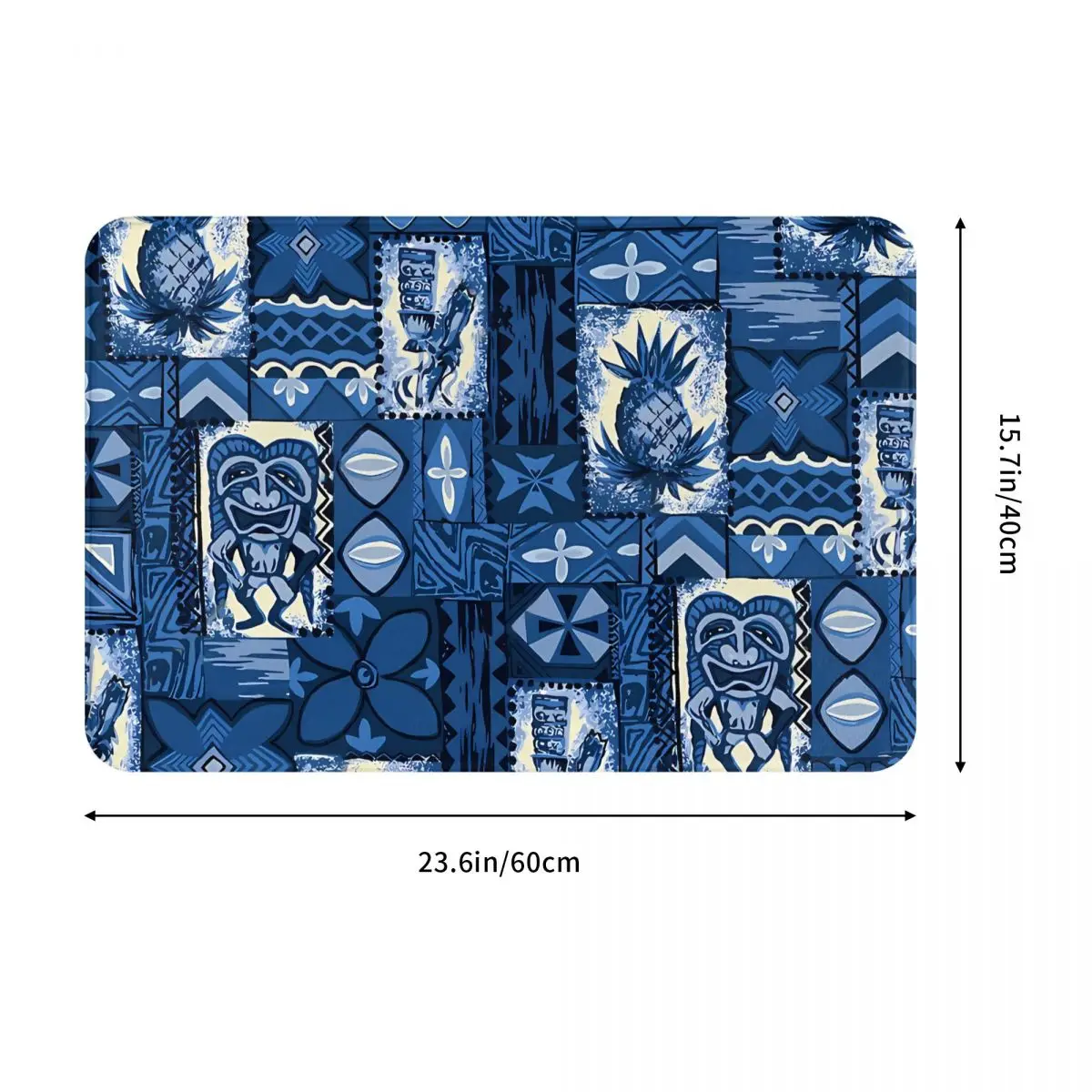 Pomaika I Tiki Hawaiian Vintage Tapa Indigo Blue Non-slip Doormat Carpet Living Room Bedroom Mat Welcome Flannel Decor