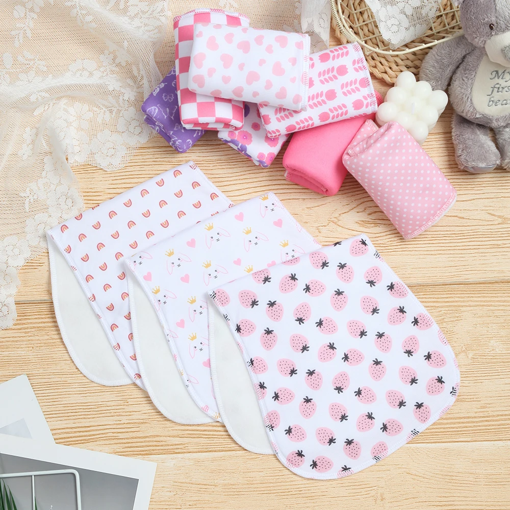 

Burp Cloths Baby Girl - 10-Pack Super Absorbent Burping Cloths for Babies, Soft & Plush Newborn Spit Up Rags, Curved Design