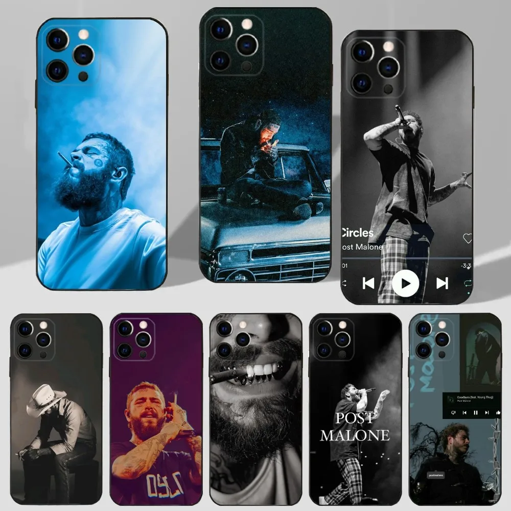 Singer P-Post M-Malones Phone Case For iPhone 16,15,14,13,12,11 Plus,Pro Max,XS,X,XR,SE,Mini,8,7 Soft Silicone Black Cover