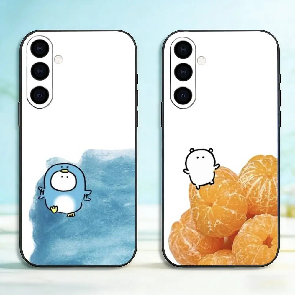 Korean H-Healing Bear Phone Case Black Silicone Soft For Samsung Galaxy A73,A72,A71,A70,A53,A52,A51