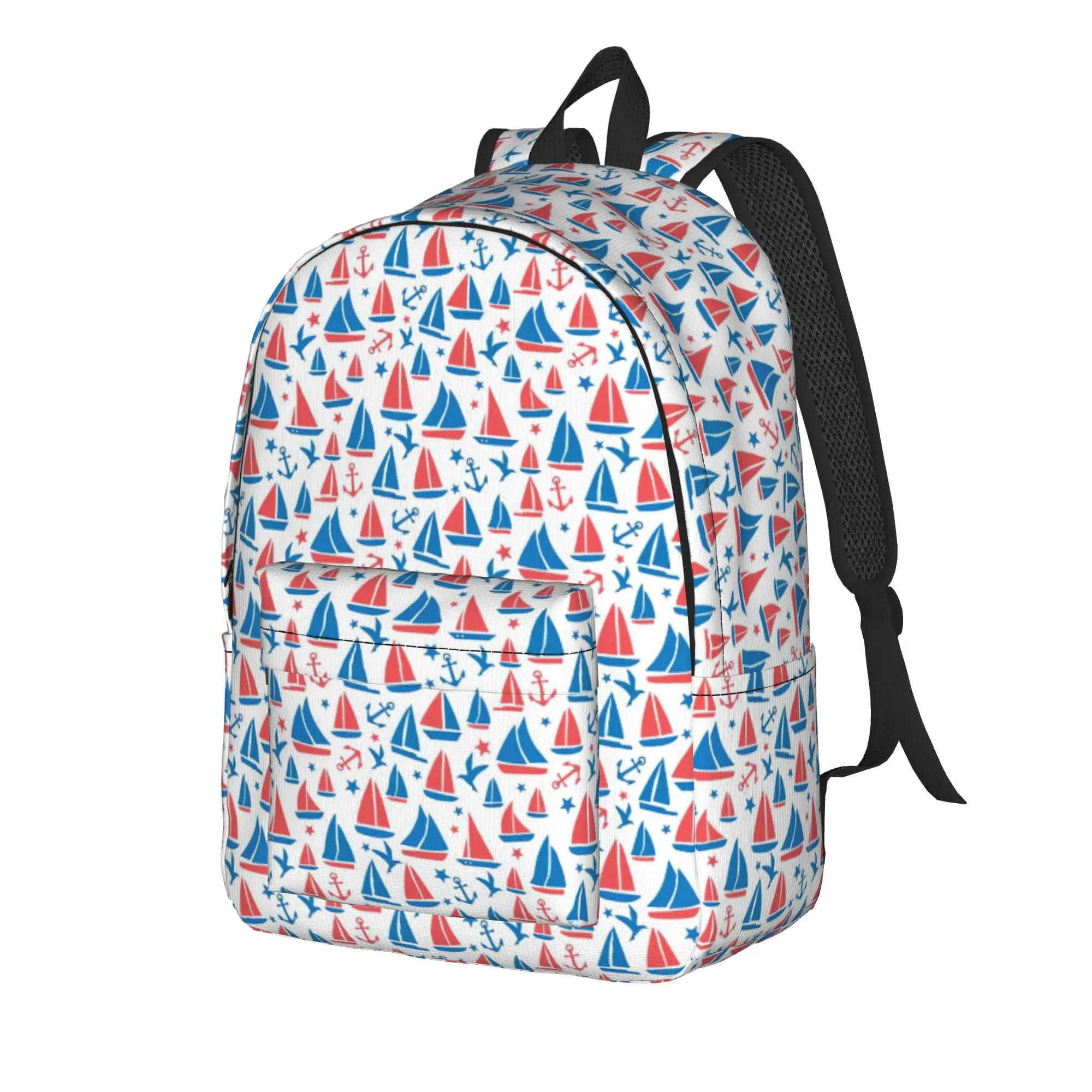 Abstract Sea Background Sailboats Backpack  Outdoor Style Backpacks Boy Girl High Quality Soft High School Bags Kawaii Rucksack