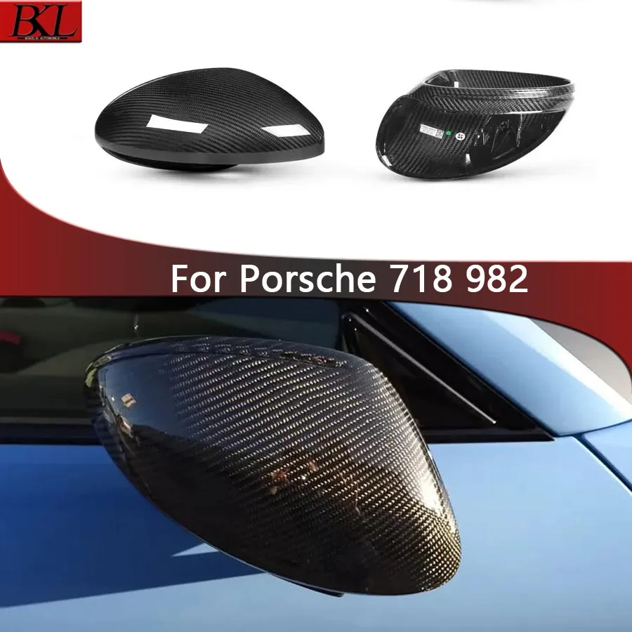 For Porsche 718 982 Panamera Boxster Dry Carbon fiber Mirror shell Rear View Mirror Case Cover Glossy Rear view mirror housing