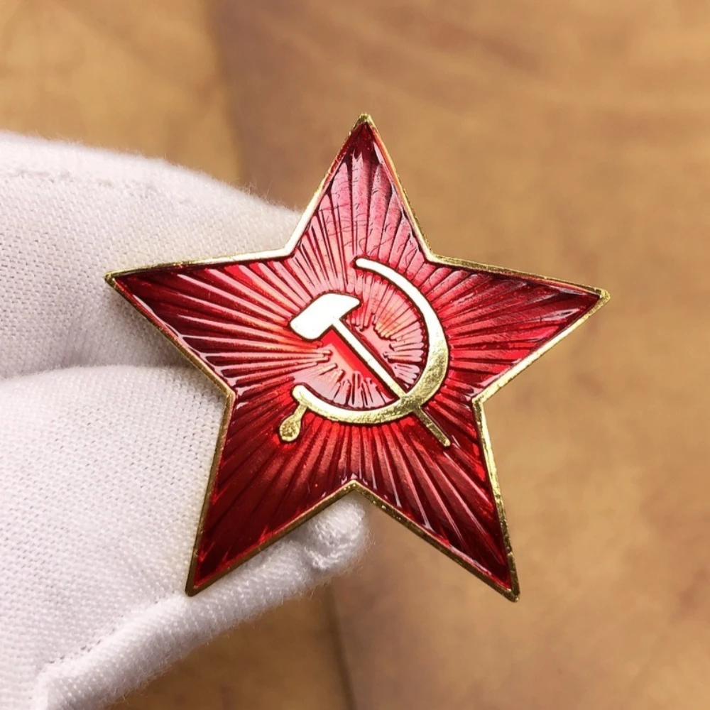 1PC CCCP Red Star Badge, Sickle and Hammer Brooch Soviet Orders and Medals
