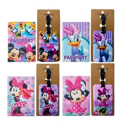 1 conjunto disney minnie porta-passaporte e etiquetas de bagagem capa de passaporte de viagem etiqueta de bagagem porta-cartão de identificação de negócios etiqueta de bagagem