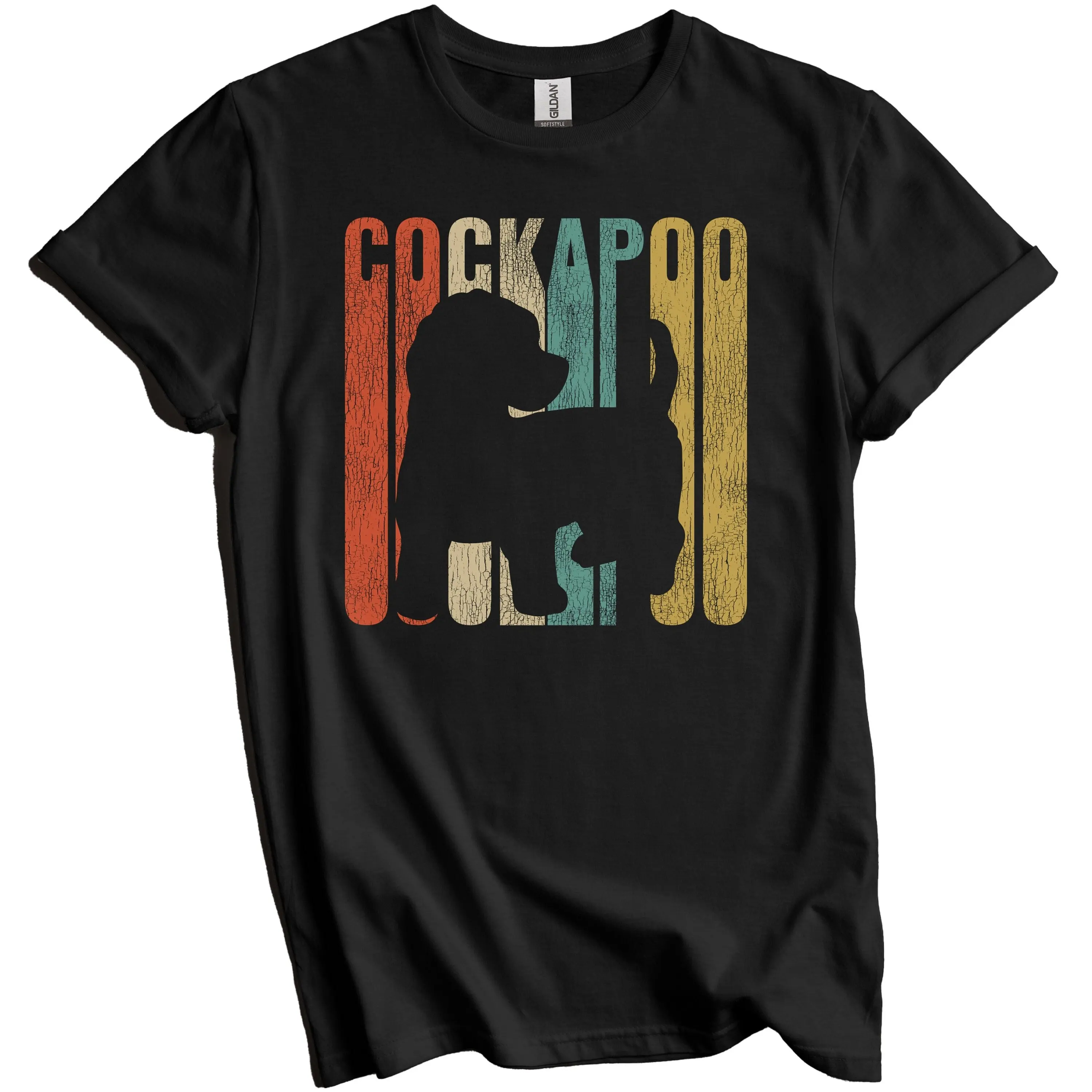 Cockapoo T Shirt Retro for Owner 1960's 1970's Vintage Style Dog Silhouette Cracked Worn Distressed Look