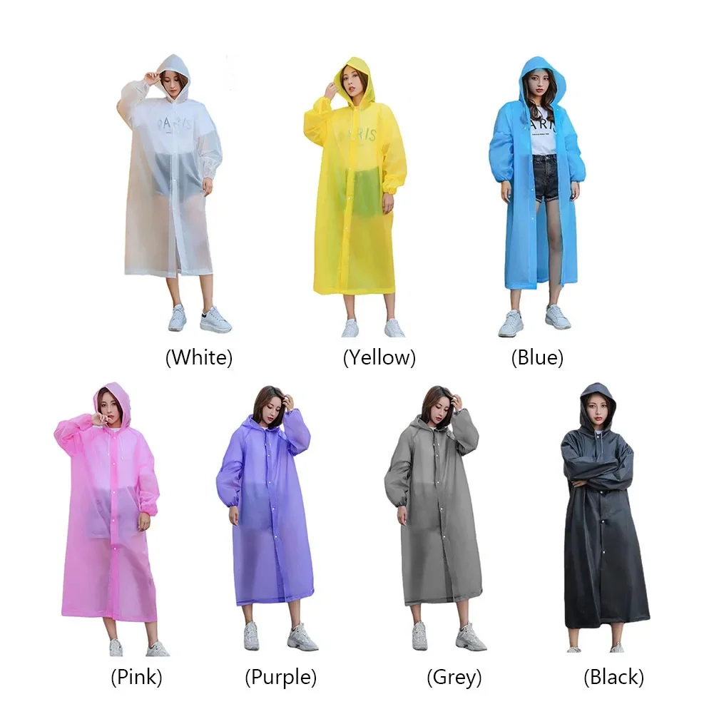 Women Men Long Raincoat Waterproof Rainwear Outdoor Hiking Travel Fishing Climbing Rain Poncho Hooded Rain Coat