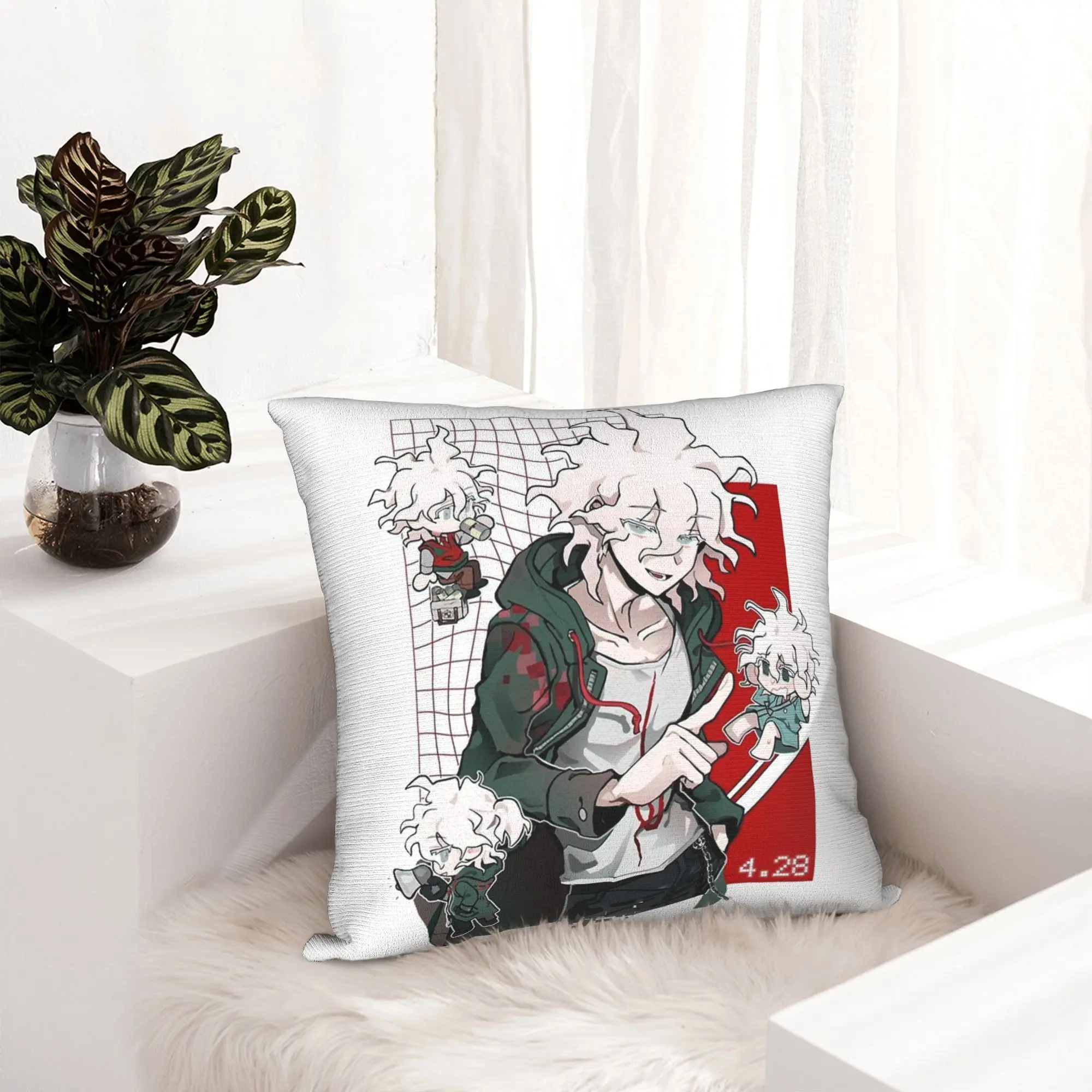 Nagito Komaeda Anime Pillowcase Soft Cushion Cover Decorations Throw Pillow Case Cover Home Square