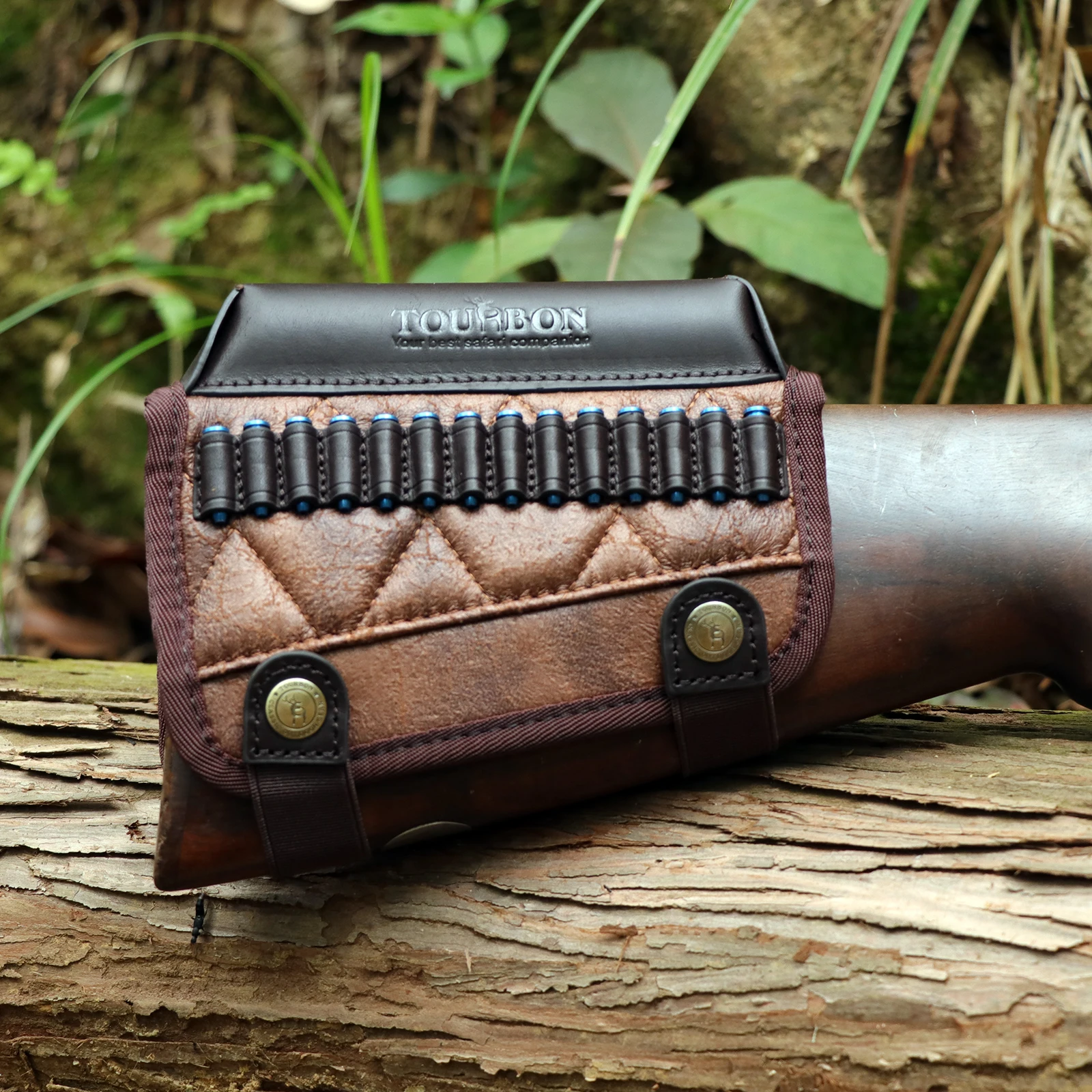 Tourbon Hunting Accessories Rifle Cheek Rest Buttstock Cover with Ammo Loops for Rimfire Rifle .22 LR /17 HMR Leather & PU