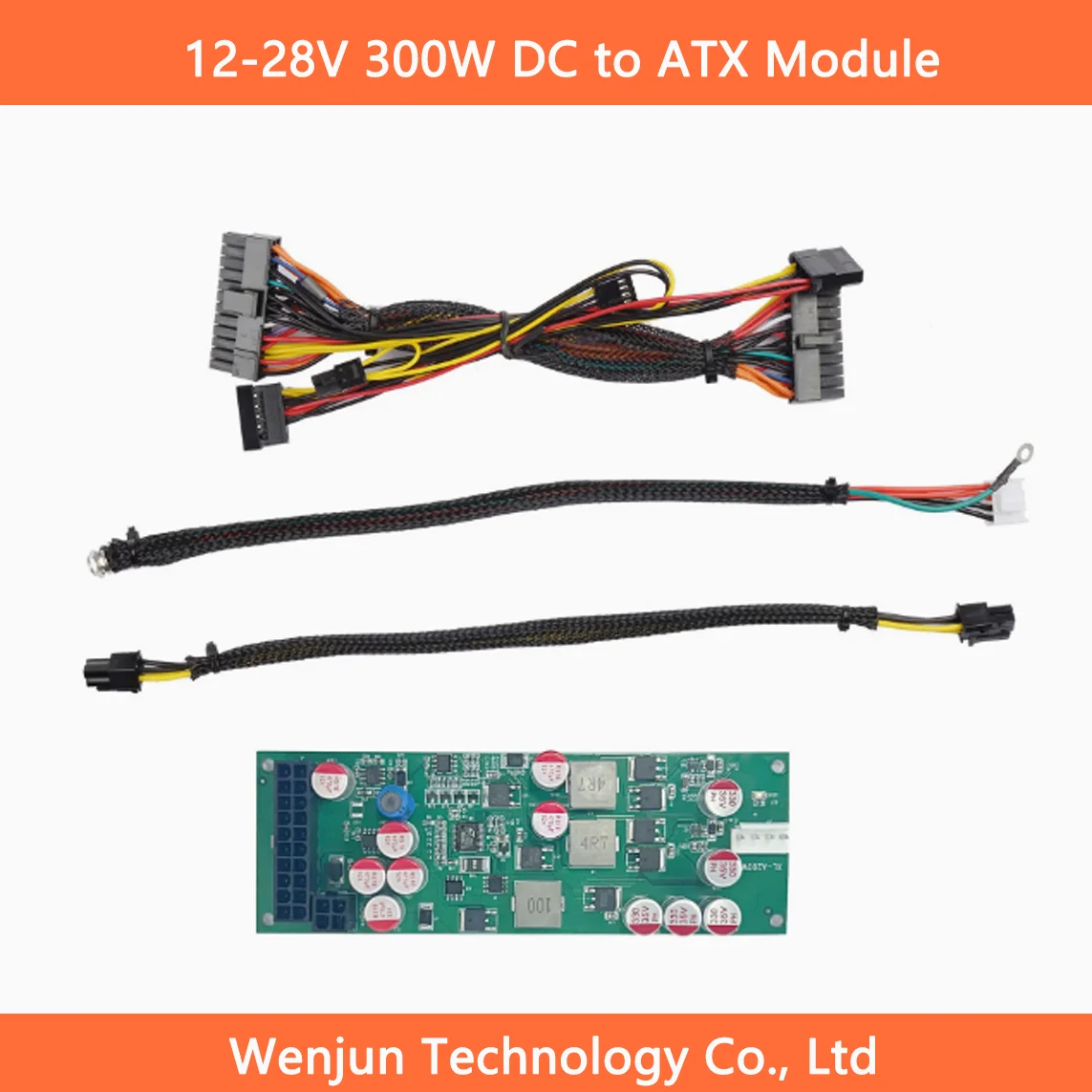 Upgraded Wide Voltage 12V-28V Rated 300W DC to ATX Mini Computer Host Silent Fanless Power Module