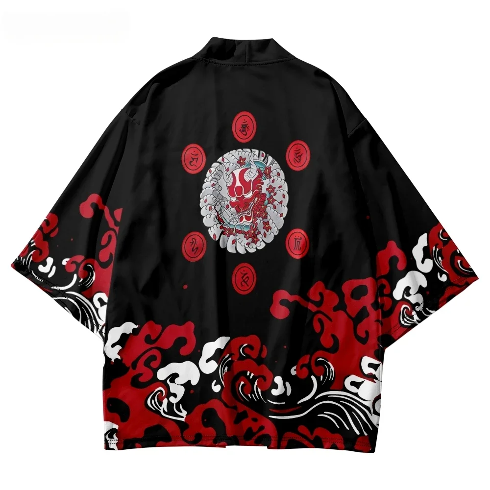 Kimono giapponese tradizionale Demon Graphic Trendy Yukata Wave Cardigan stampato in 3D Kimono Cosplay abbigliamento Asia e isole del pacifico