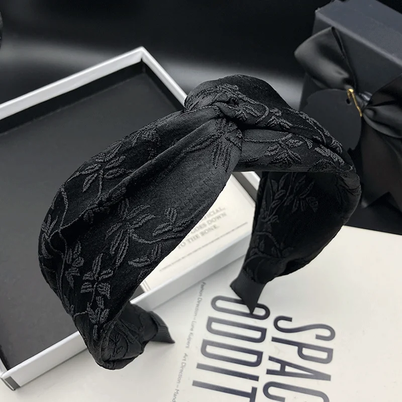 Hochwertiges modisches Haarband für Damen – Vielseitiges schwarzes Haarband mit breitem Rand zum Haarewaschen – Detail 1