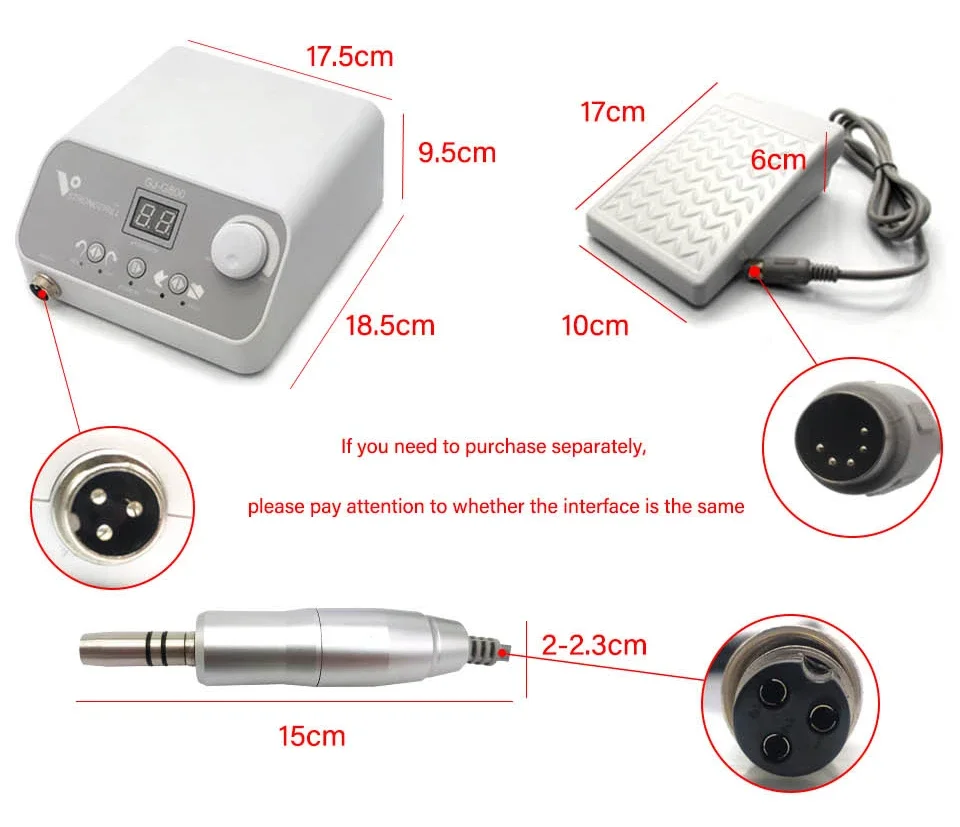 50,000 RPM Brushless Dental Micromotor Foot Control Dental Laboratory Polishing Kit G800 With E Type Lab Handle