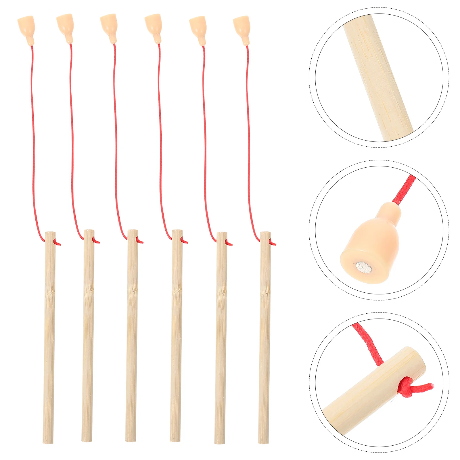 6 Pcs Wooden Fishing Rod Toy Creative Magnetic Game Rods Catching Toddler Kindergarten Kids