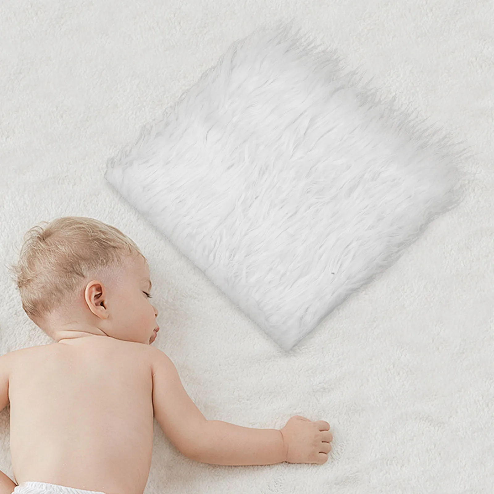 

Baby Photography Props Newborn Blanket Swaddle Monthly Milestone Rug White Back Mat